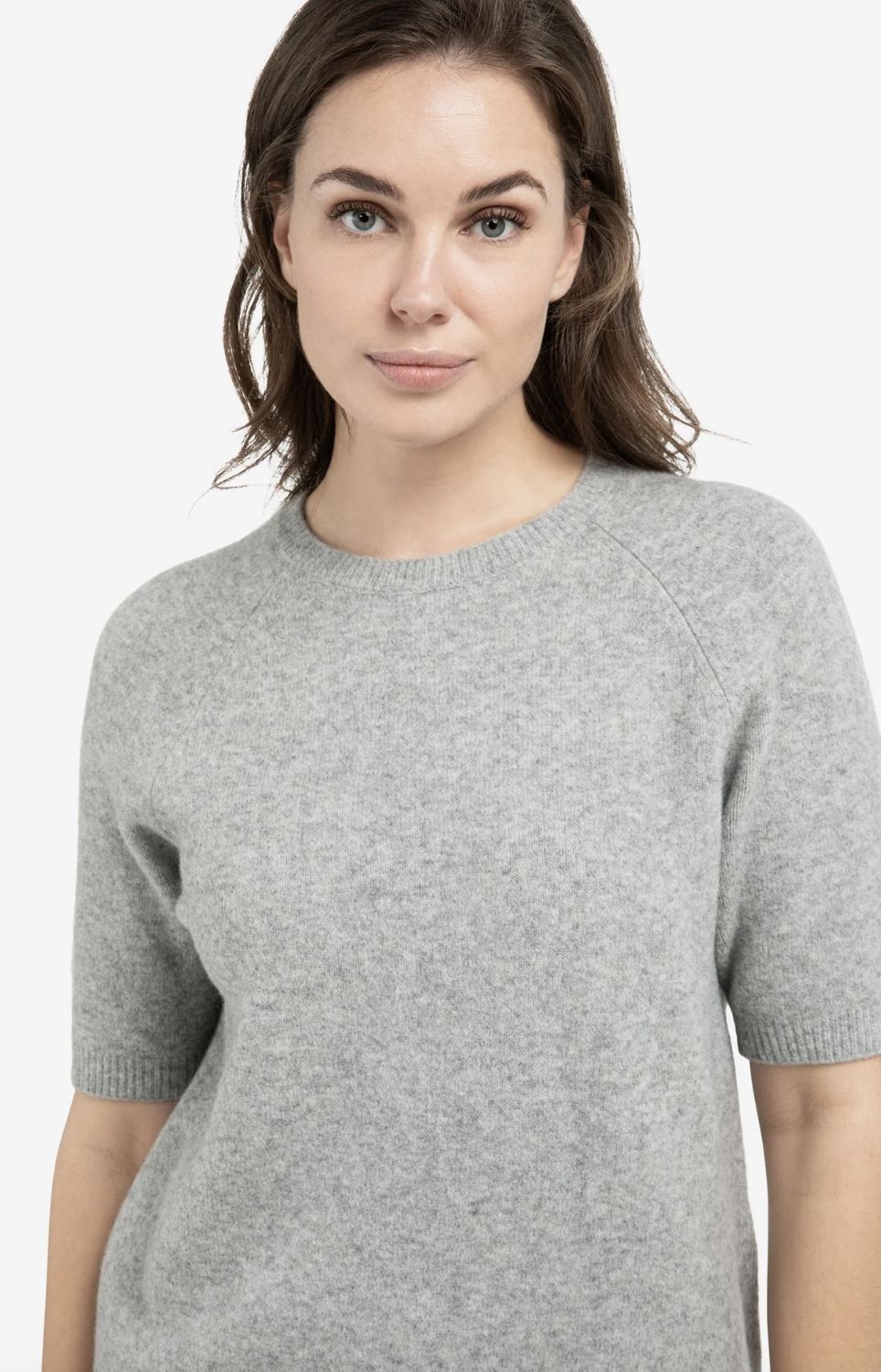 YAYA | Zachte trui met korte mouwen, iron grey melange