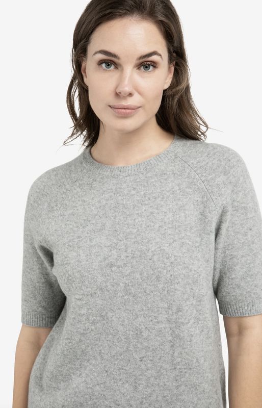 YAYA | Zachte trui met korte mouwen, iron grey melange