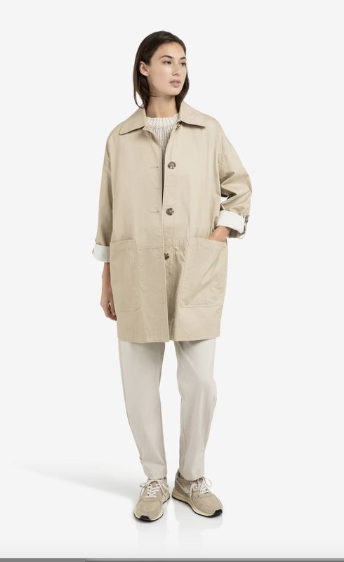 YAYA | Katoenen oversized jas met opgestikte zakken