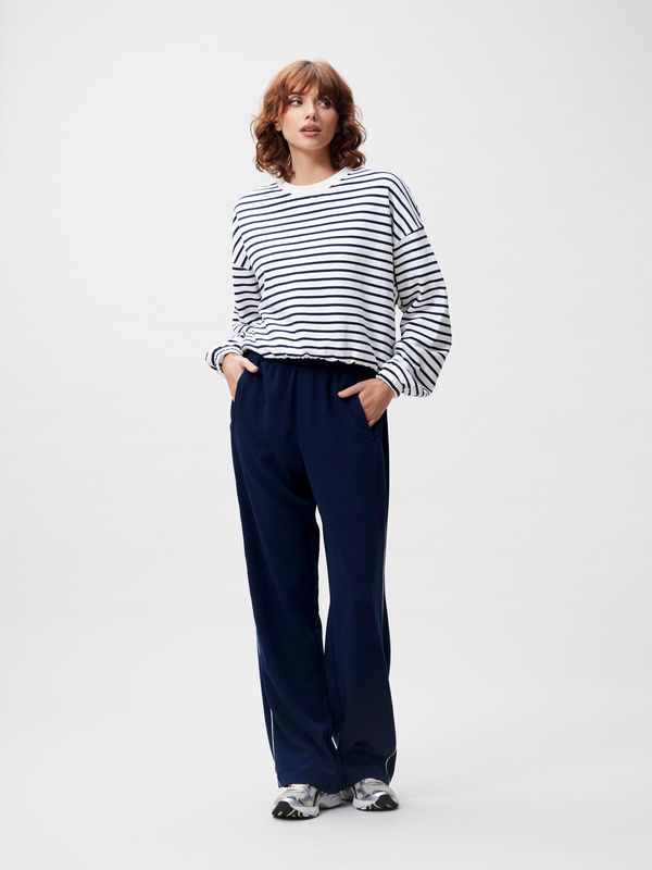 Catwalk Junkie Striped sweater with elastic donker blauw