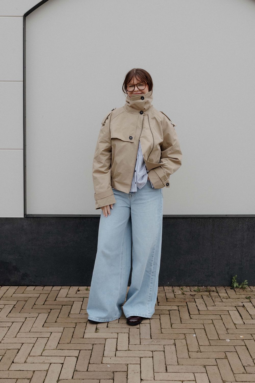 YAYA | Kort bomberjack met trenchcoatdetails | khaki green