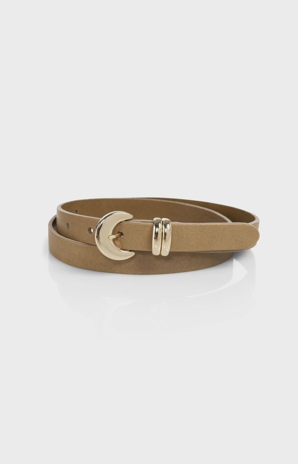 Yaya | leren riem | Khaki green