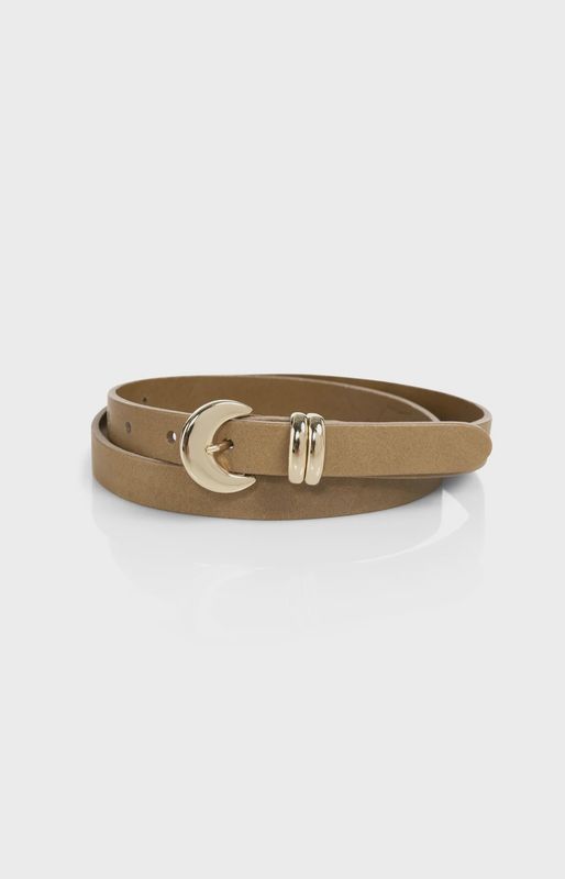 Yaya | leren riem | Khaki green
