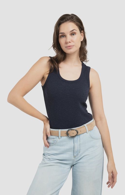 Yaya | Ribbed singlet with round neckline