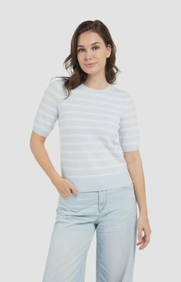 Yaya | Knitted sweater with stripe pattern and short sleeves