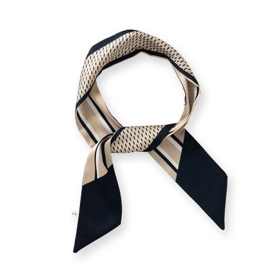 Yaya | Small woven scarf with print and contrasting border