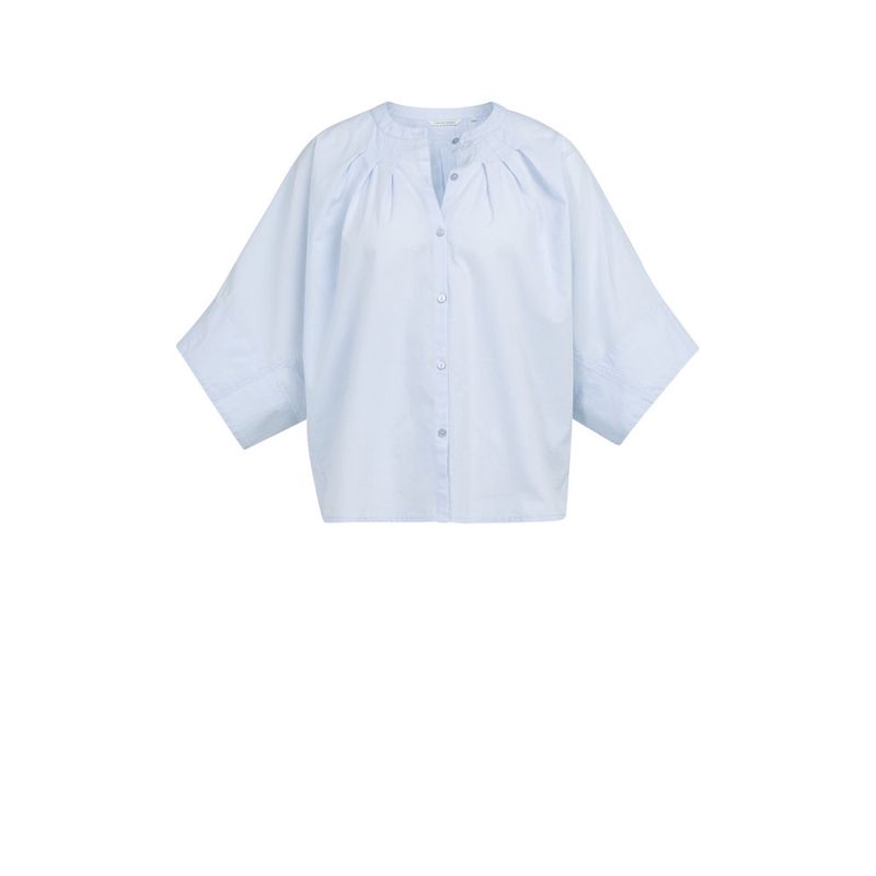 YAYA Oversized batwing blouse with pleats light blue