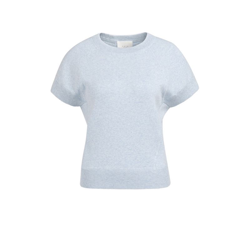 YAYA Sweater with short sleeves and stitch details