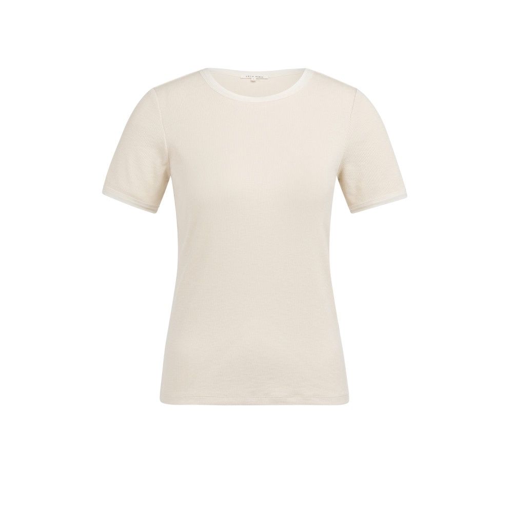 YAYA T-shirt with mesh details creme beige