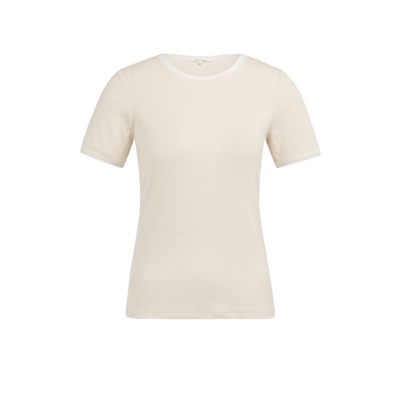 YAYA T-shirt with mesh details creme beige