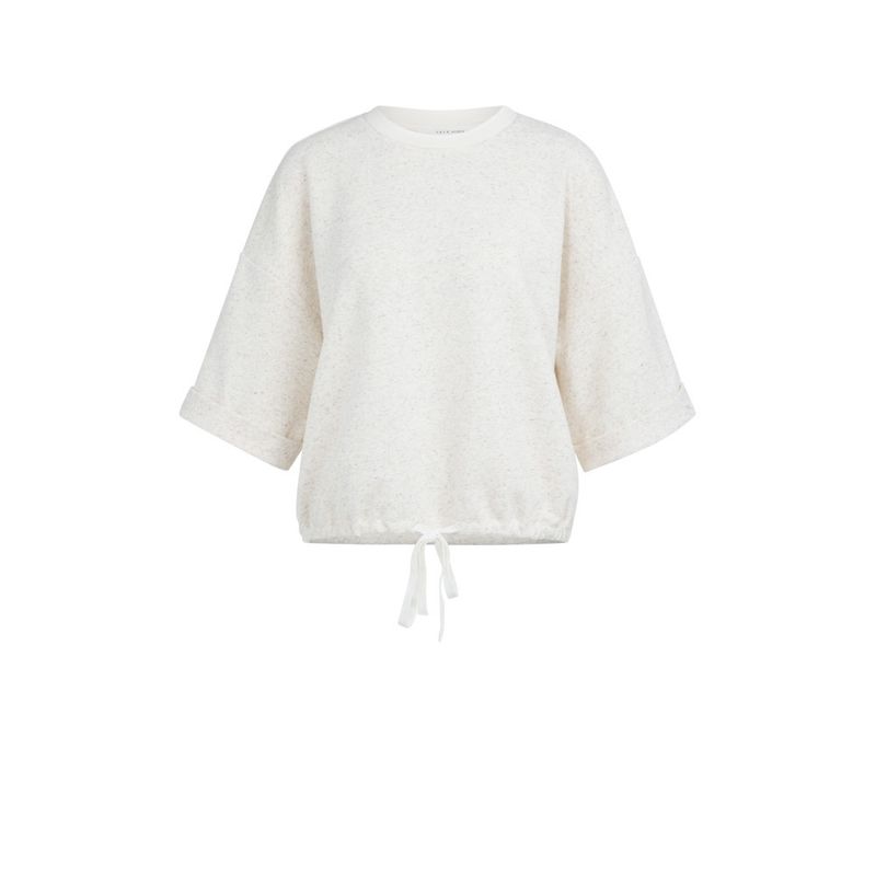 YAYA Sweatshirt with rolled cuffs and drawcord ivory