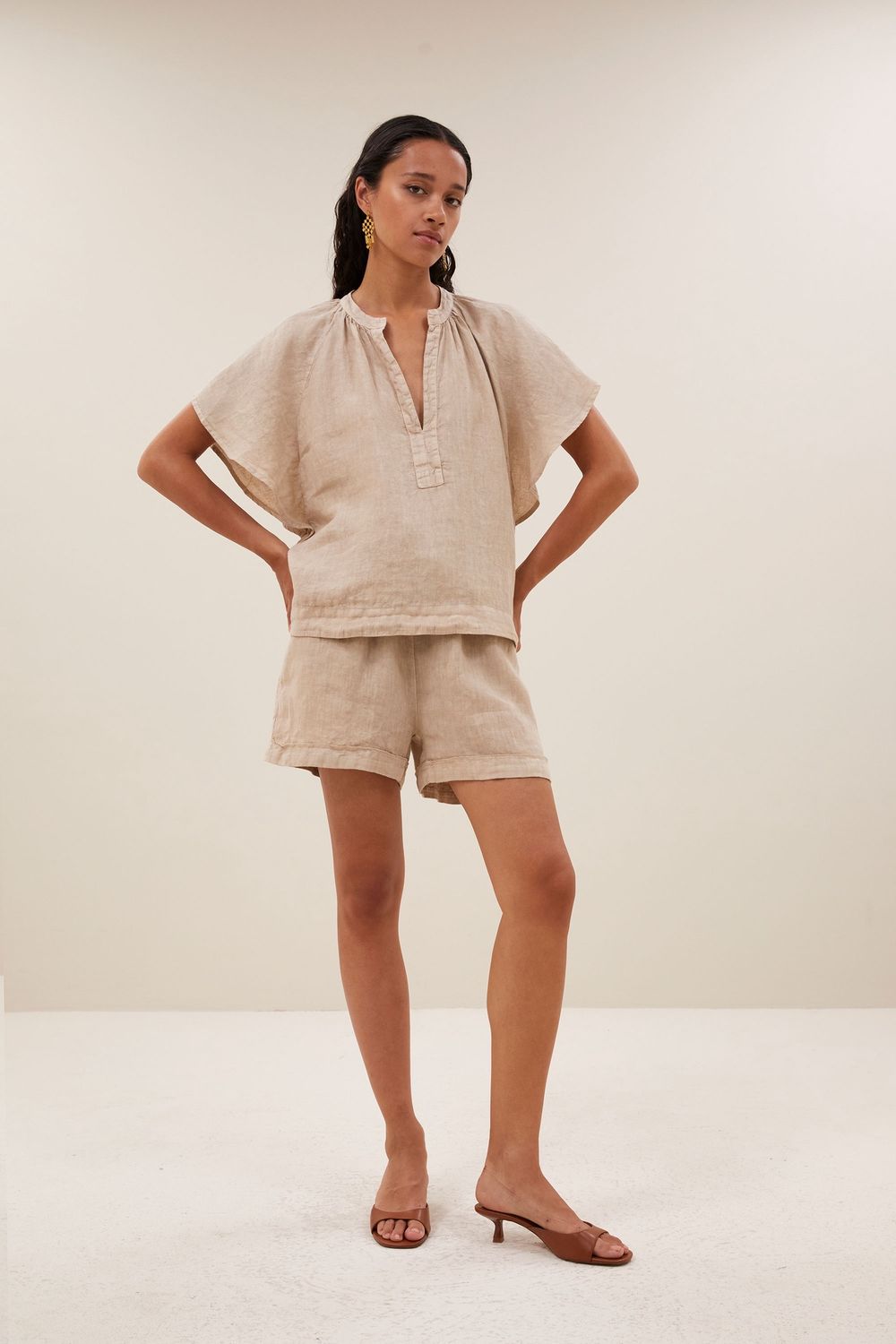 BY BAR Vina line blouse biscuit