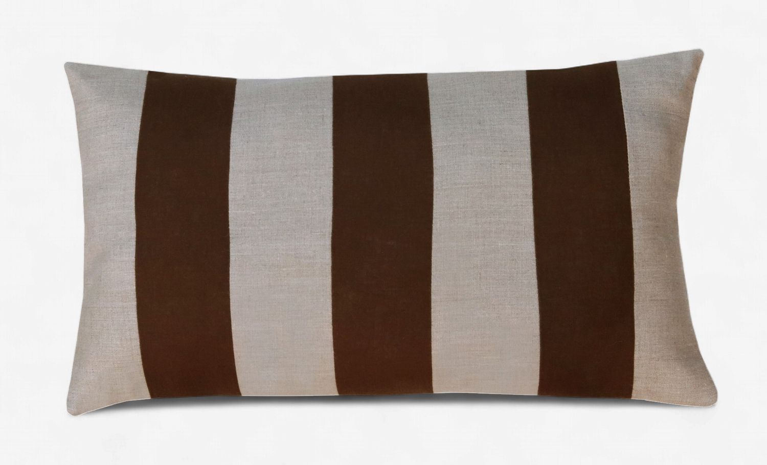 THUIS Met Moon Kussen linnen streep dark chocolate zand 64x33cm