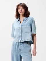 Catwalk Junkie | short sleeve denim blouse