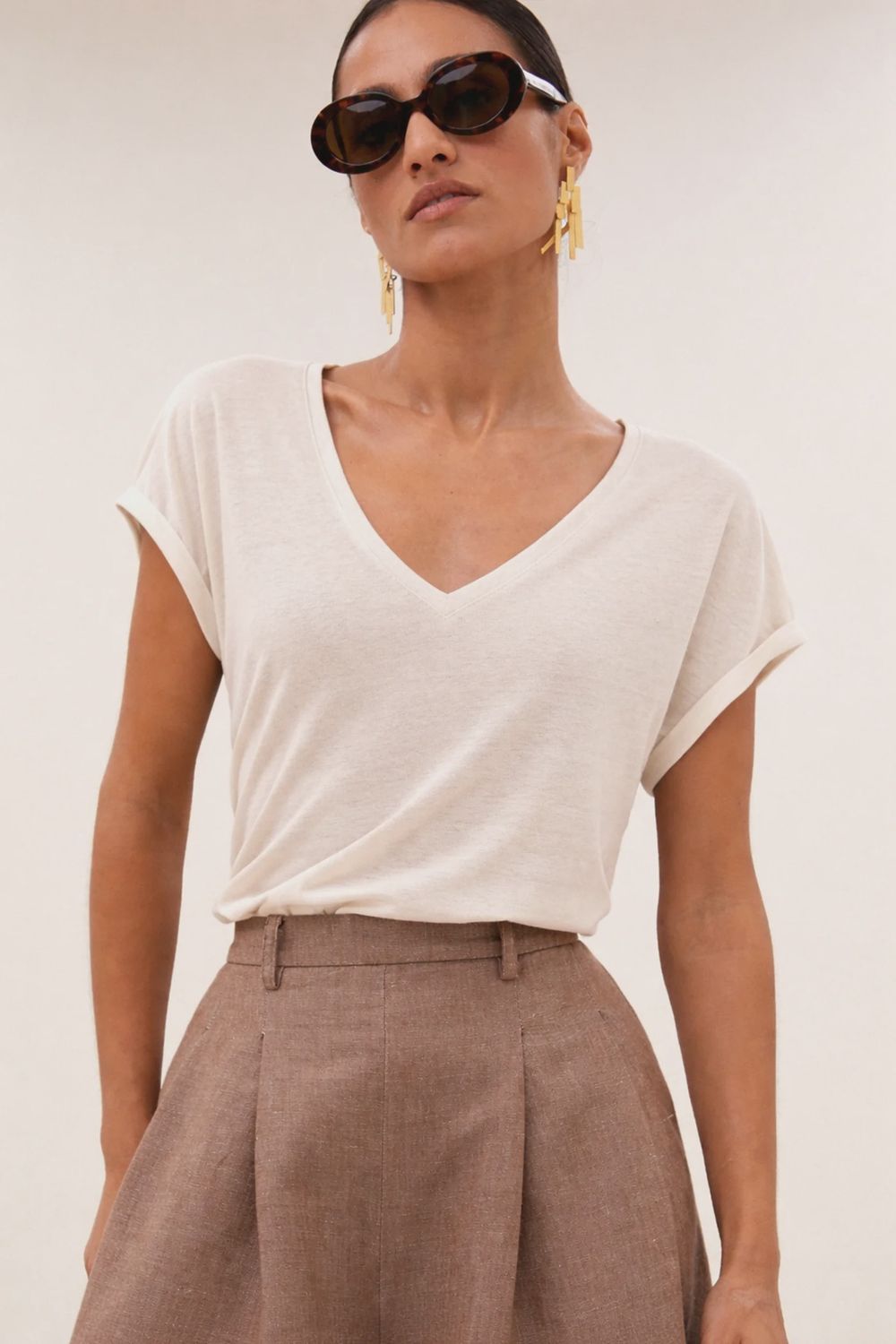 By Bar | Momi linen top | oyster