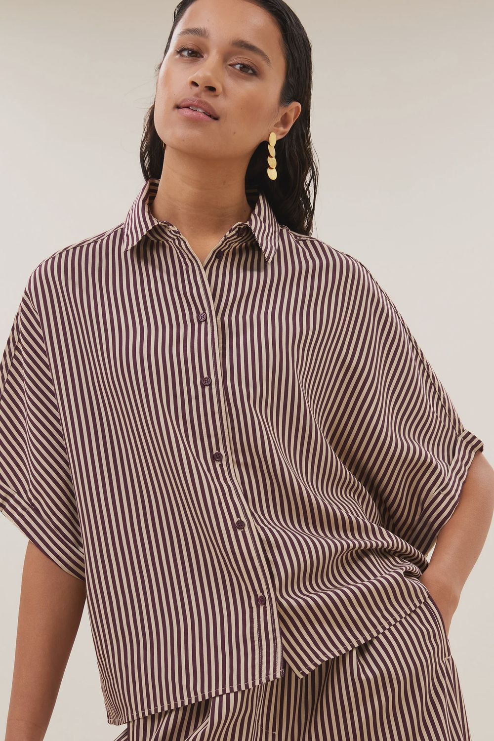 By Bar Sunny stripe burgundy stripe