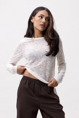 Lace long sleeve, egret