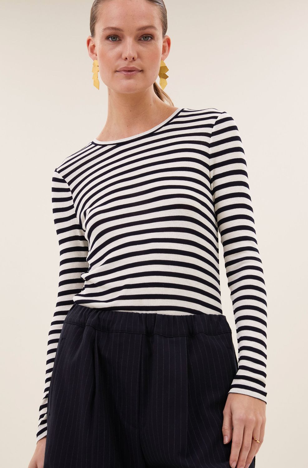 By Bar | Basic ls rib top, deep stripe