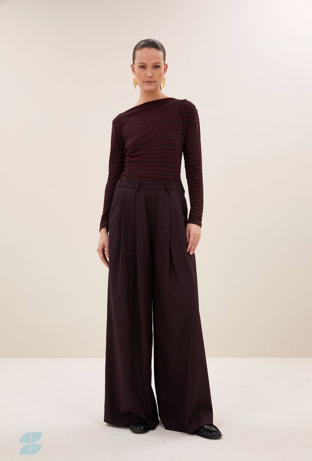 By Bar | Leya melange stripe top, pecan