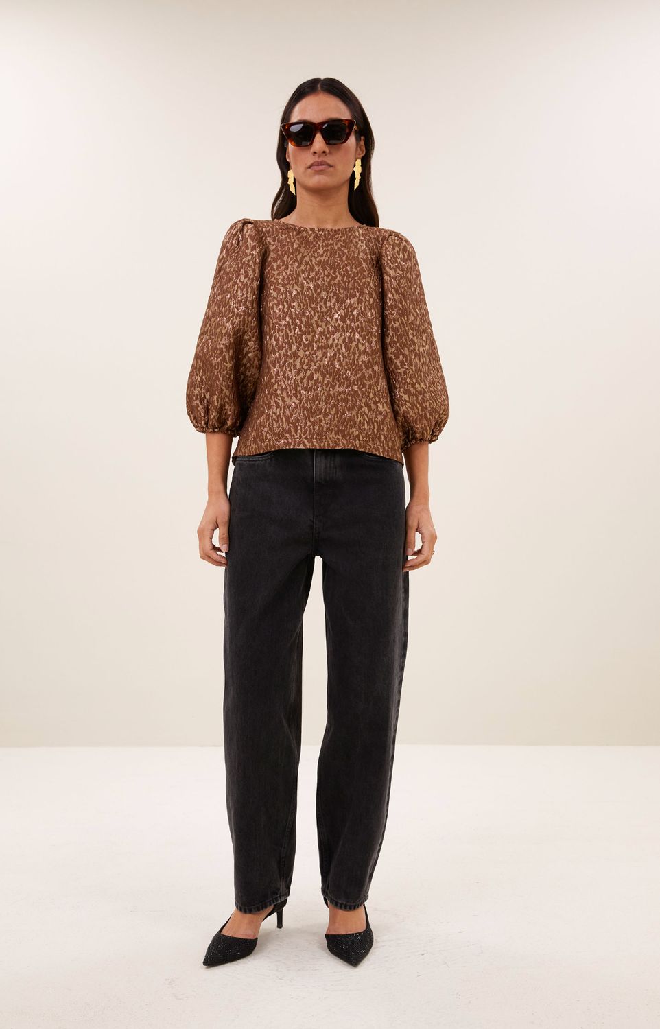 By Bar | Jet sparkle cheetah blouse
