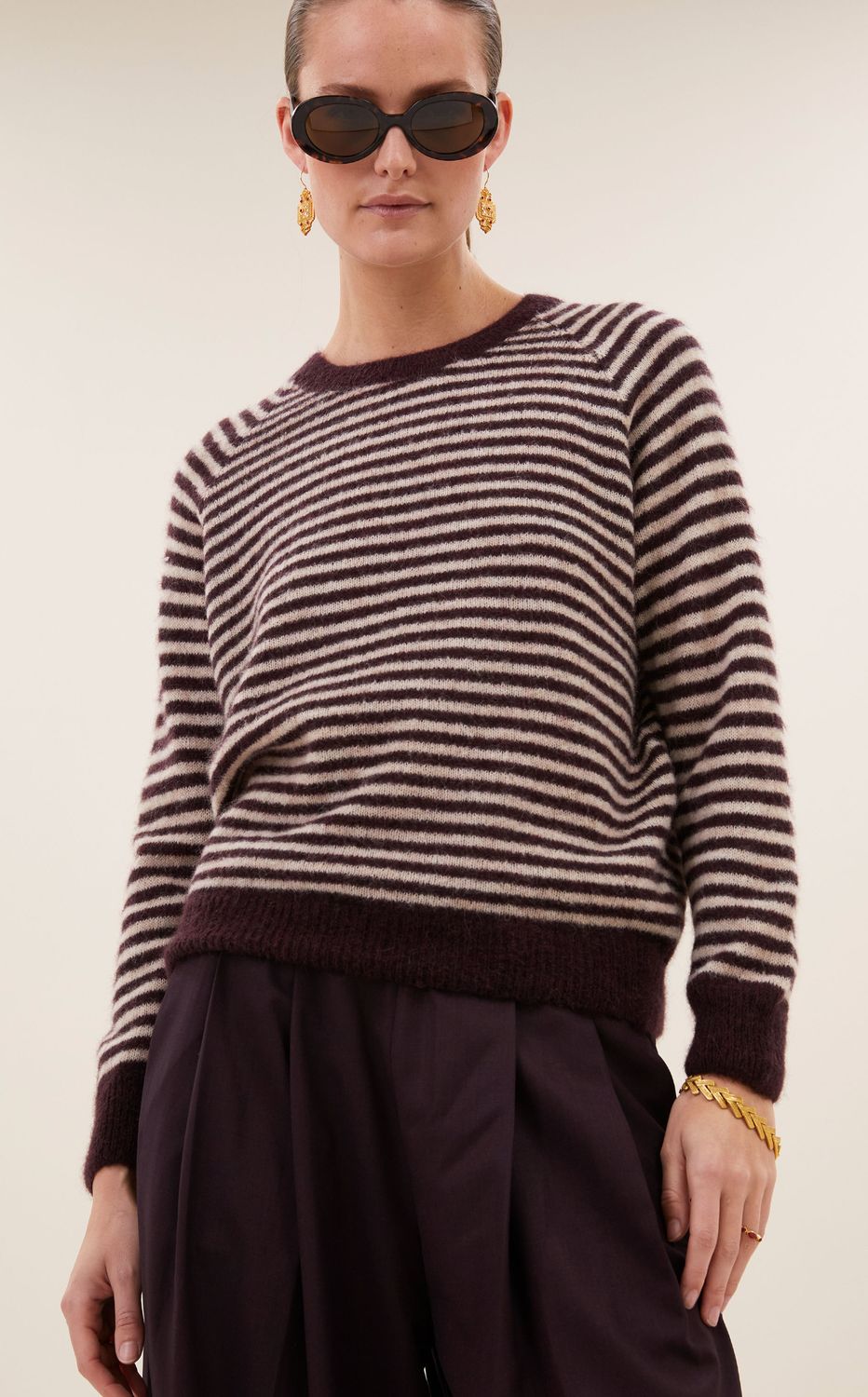 By Bar | Sally stripe pullover, burgundy