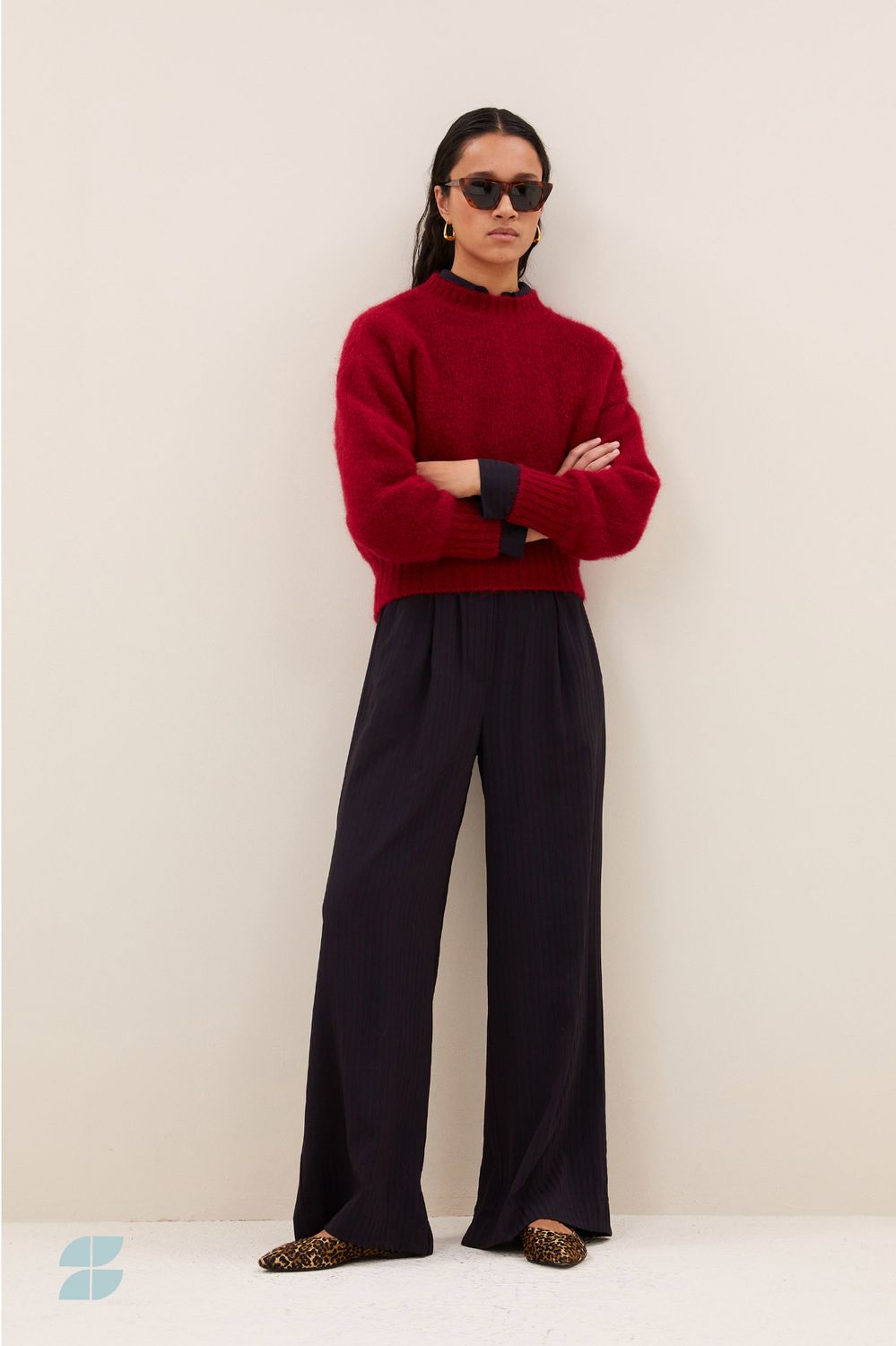 By Bar | Benji wide stripe pants, wine stripe