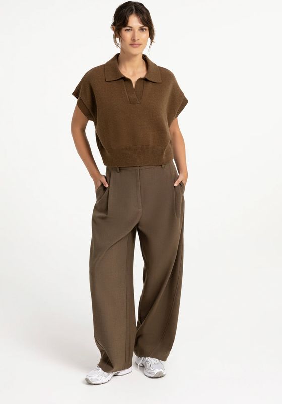 YAYA | Geweven barrel-leg broek met plooidetail