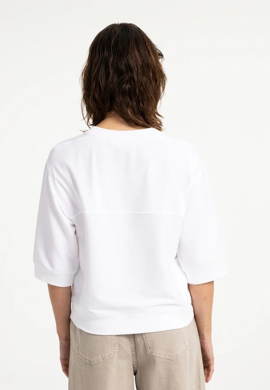 YAYA | Ribgebreide jersey top met korte mouwen