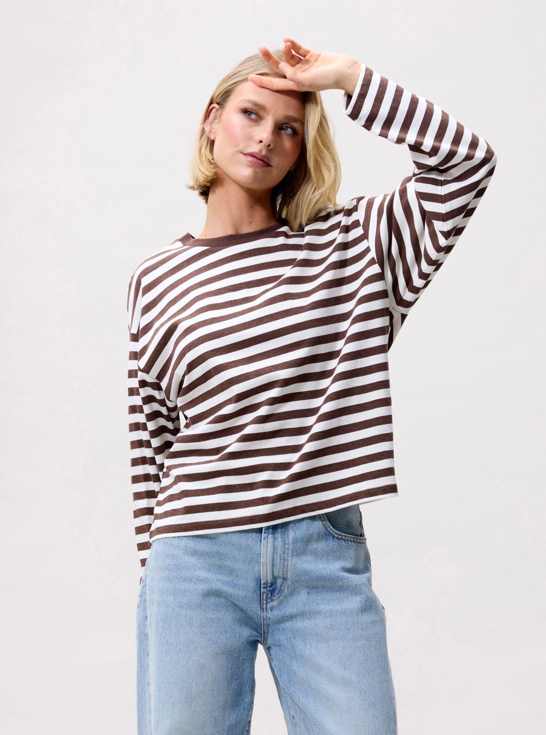 Catwalk Junkie | Striped long sleeve, coffee bean