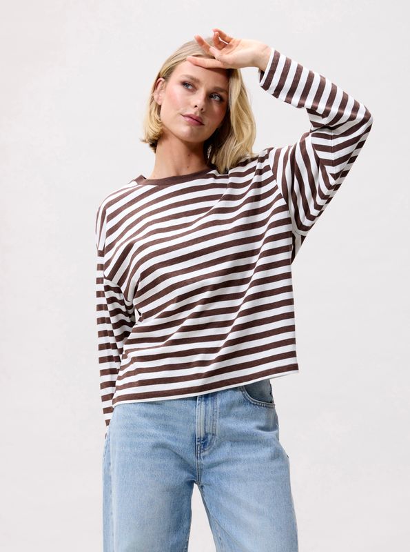Catwalk Junkie | Striped long sleeve, coffee bean