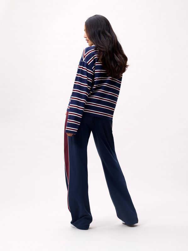 Catwalk Junkie | Striped long sleeve, navy blazer
