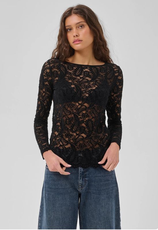 MEW | MWSalvi LS lace blouse, black