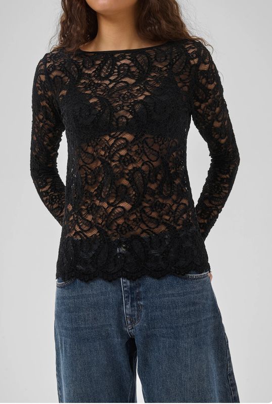MEW | MWSalvi LS lace blouse, black