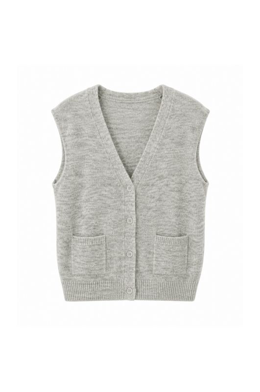 Twins the Labelsleeveless buttoned cardigan light grey
