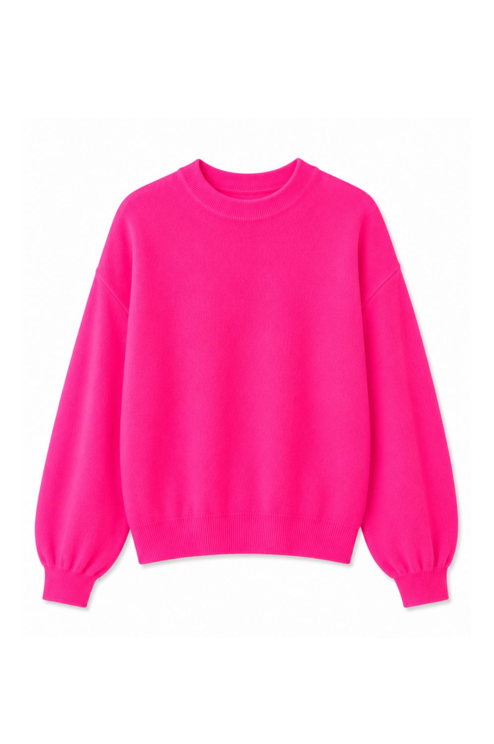 TWINS  long puffed sleeves round neck jumper neon pink