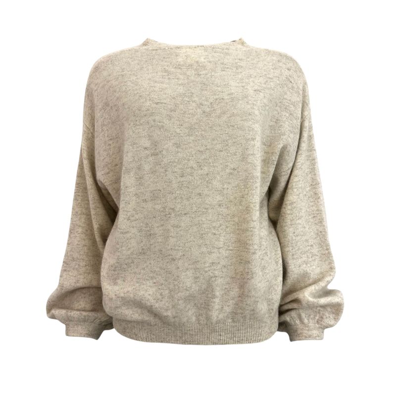 Twins Colorad0long puffed sleeves round neck mottled beige