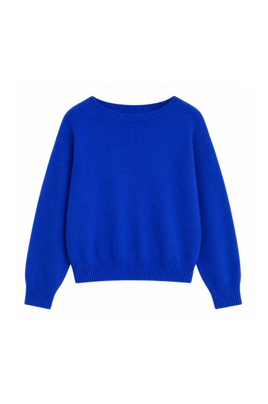 Twins long sleeve boat-neck sweater electric blue