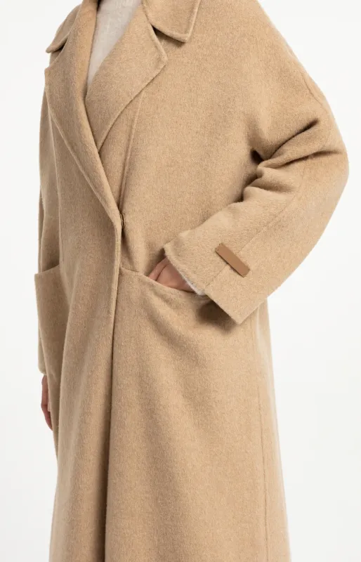 Yaya | Extra lange jas van wolmix met oversized pasvorm
