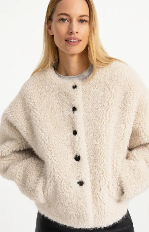 Yaya | Kort oversized jasje van imitatiebont