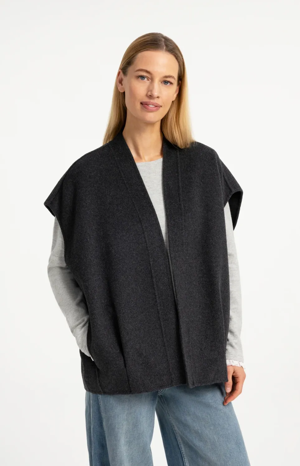 Yaya | Oversized bodywarmer van wolmix