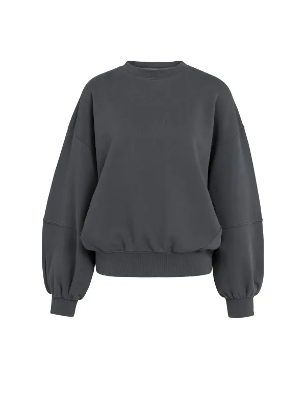 YAYA Oversized sweater met ballonmouwen hole black