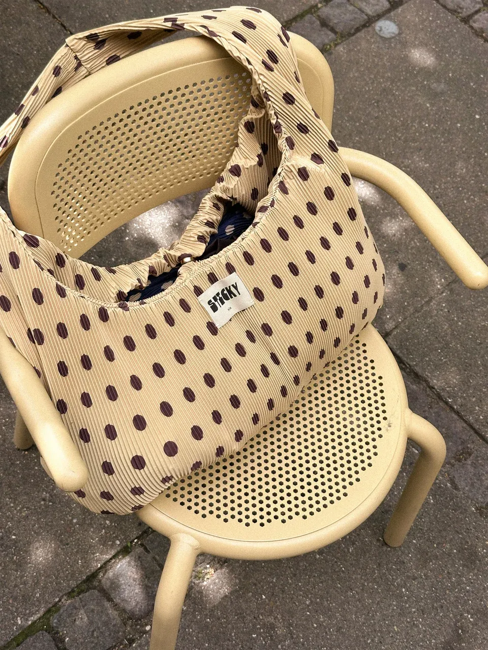 Sticky Sis shopper | pleated | dots | hay + chocolate