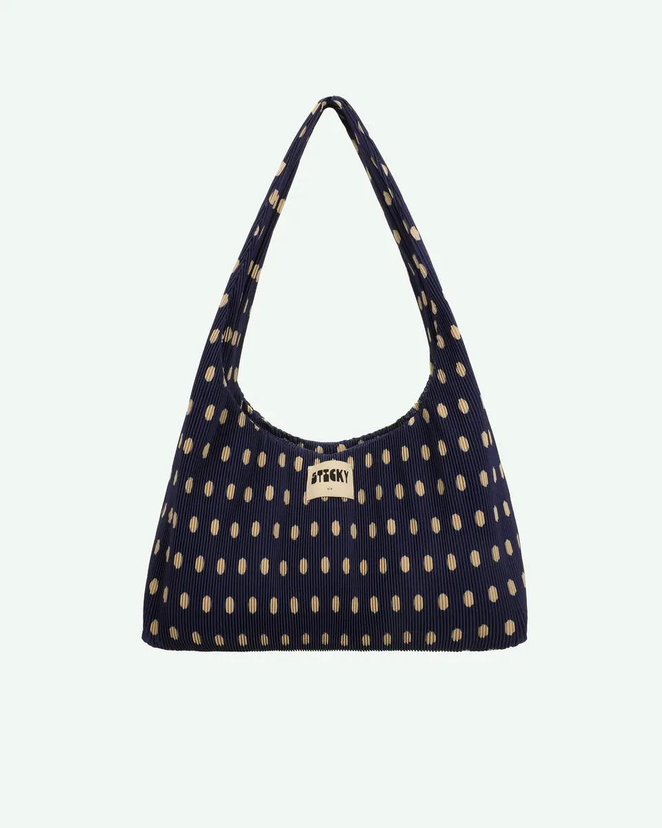 Sticky Sis shopper pleated dots marine + marzipan