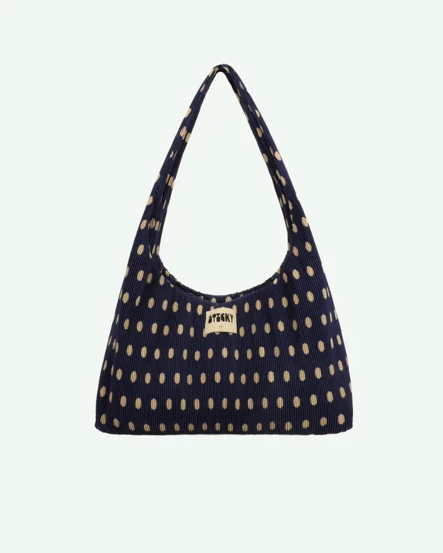 Sticky Sis shopper pleated dots marine + marzipan