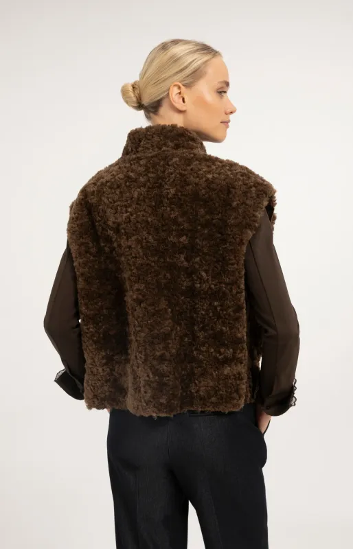 Yaya | Bodywarmer met imitatiebont en koorddetails
