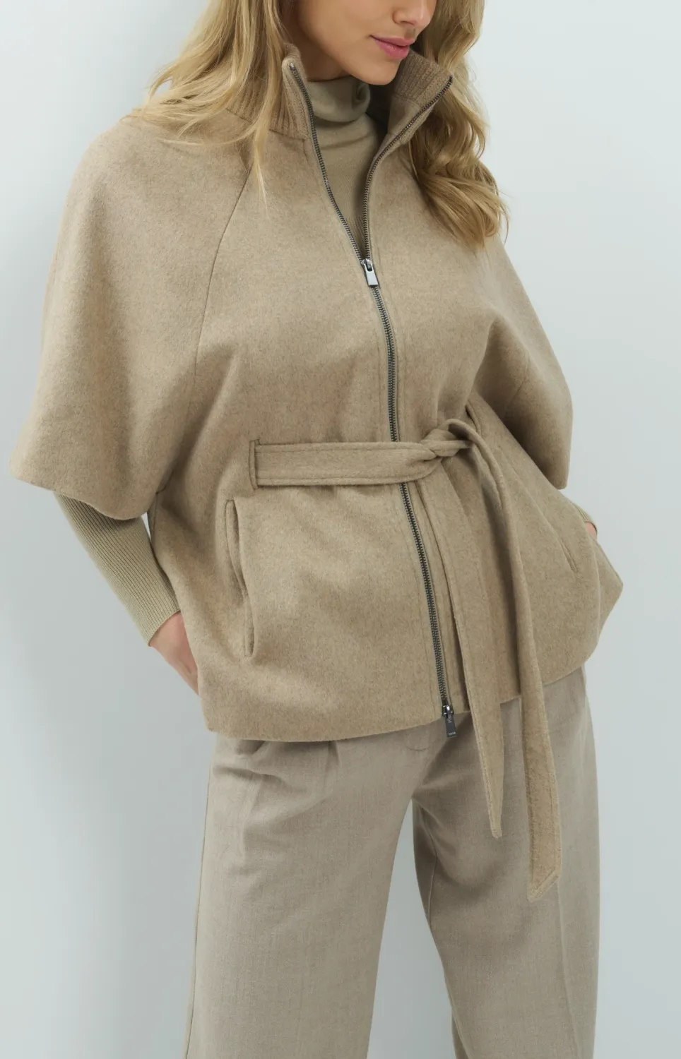 Yaya | Ponchojas met ribkraag en ceintuur