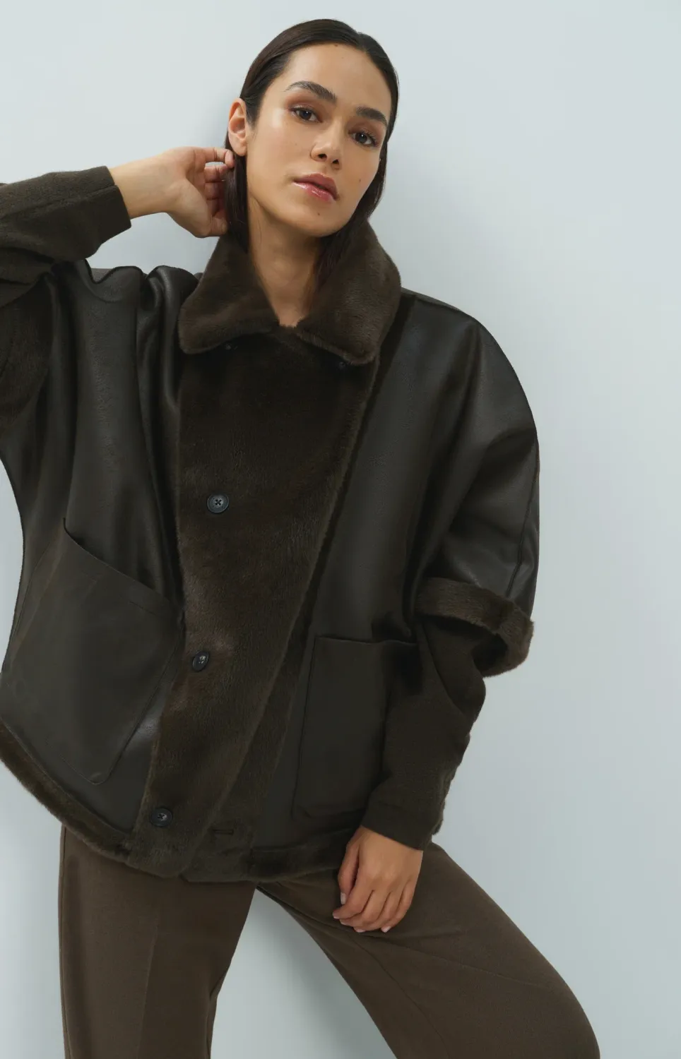 Yaya | Oversized omkeerbare ja van imitatiebont
