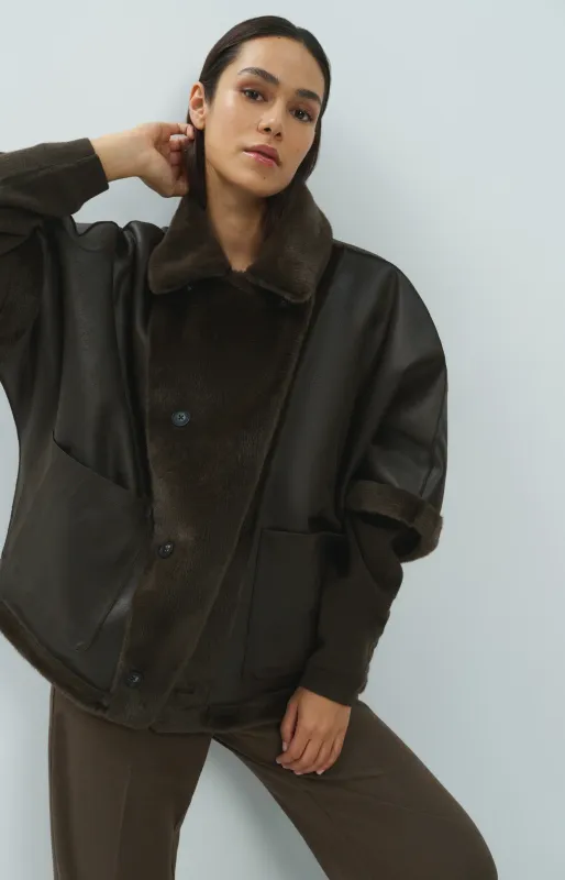Yaya | Oversized omkeerbare ja van imitatiebont