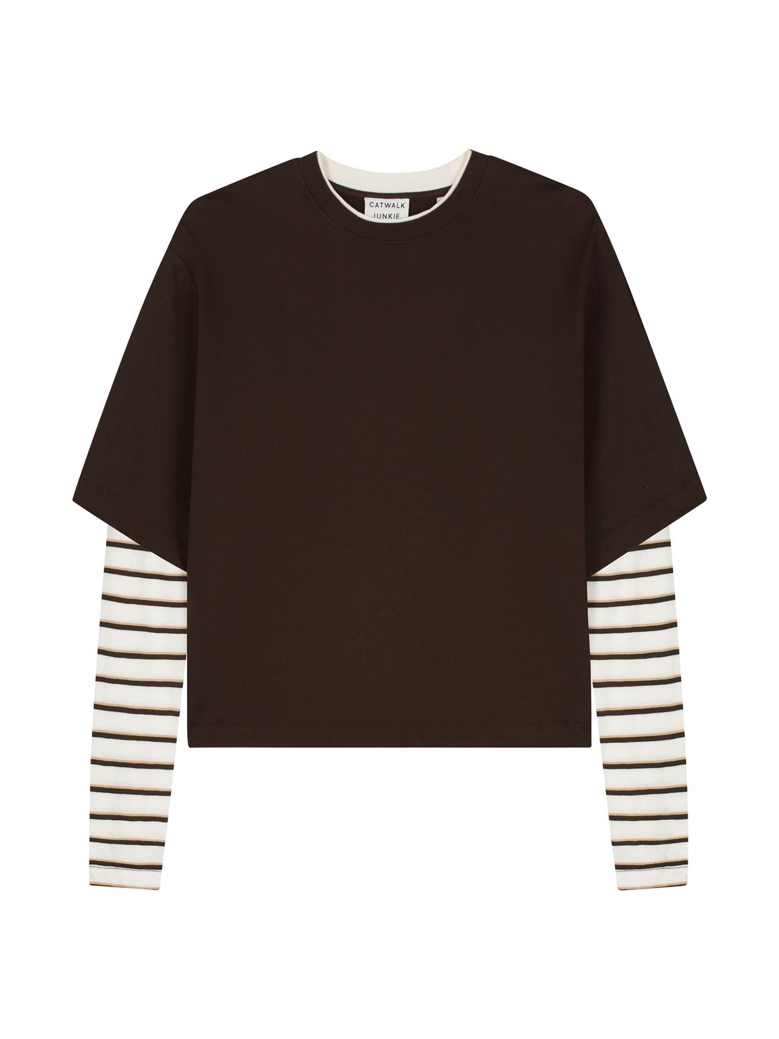 Catwalk Junkie Loose fit Tshirt with striped sleeves