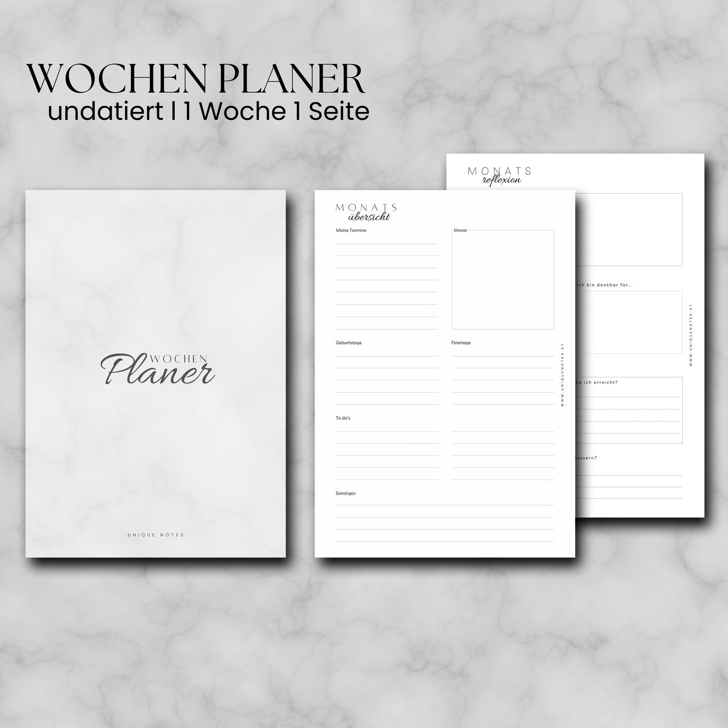 Wochenplaner 1 Seite 1 Woche 6/12 Monate Set undatiert A5